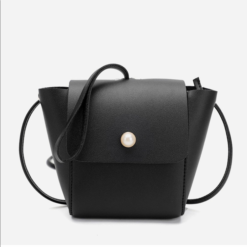 Creme De La Creme Pearl Accented Black Functional Bag